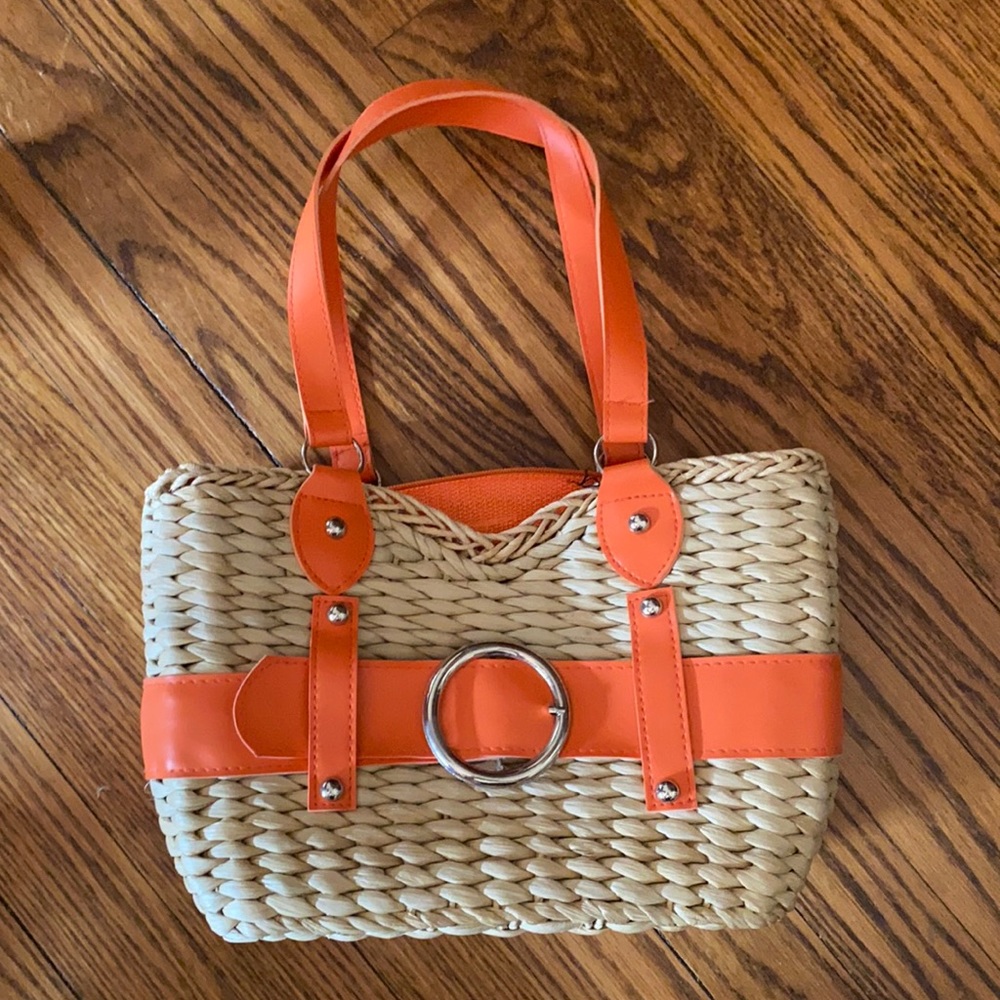 Wicker Bag with Orange Details